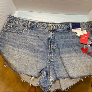 Old Navy Light Blue Denim Jean Shorts with Embroidered Cherry